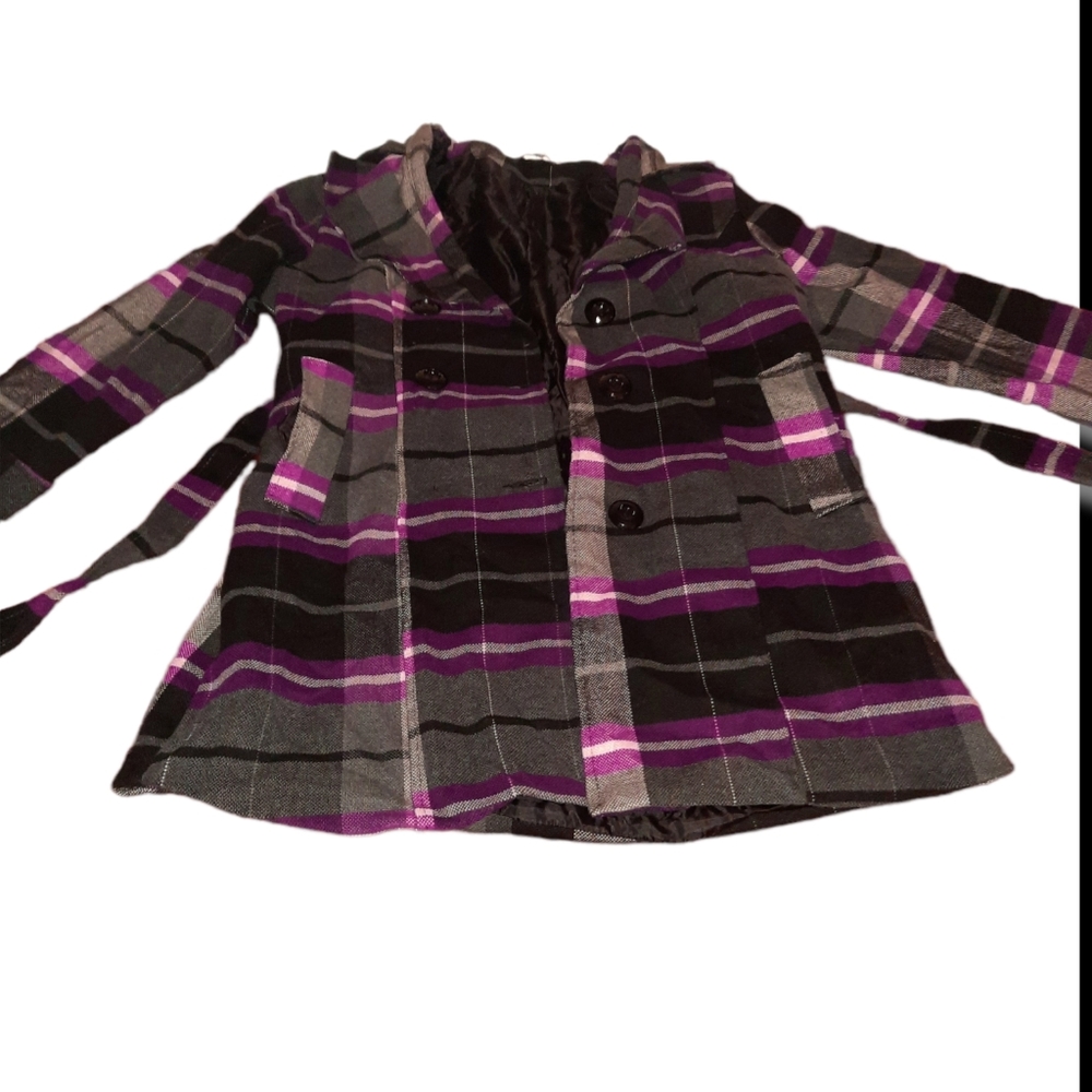 💎⭐ High fashion Kivenst long plaid wool coat size L